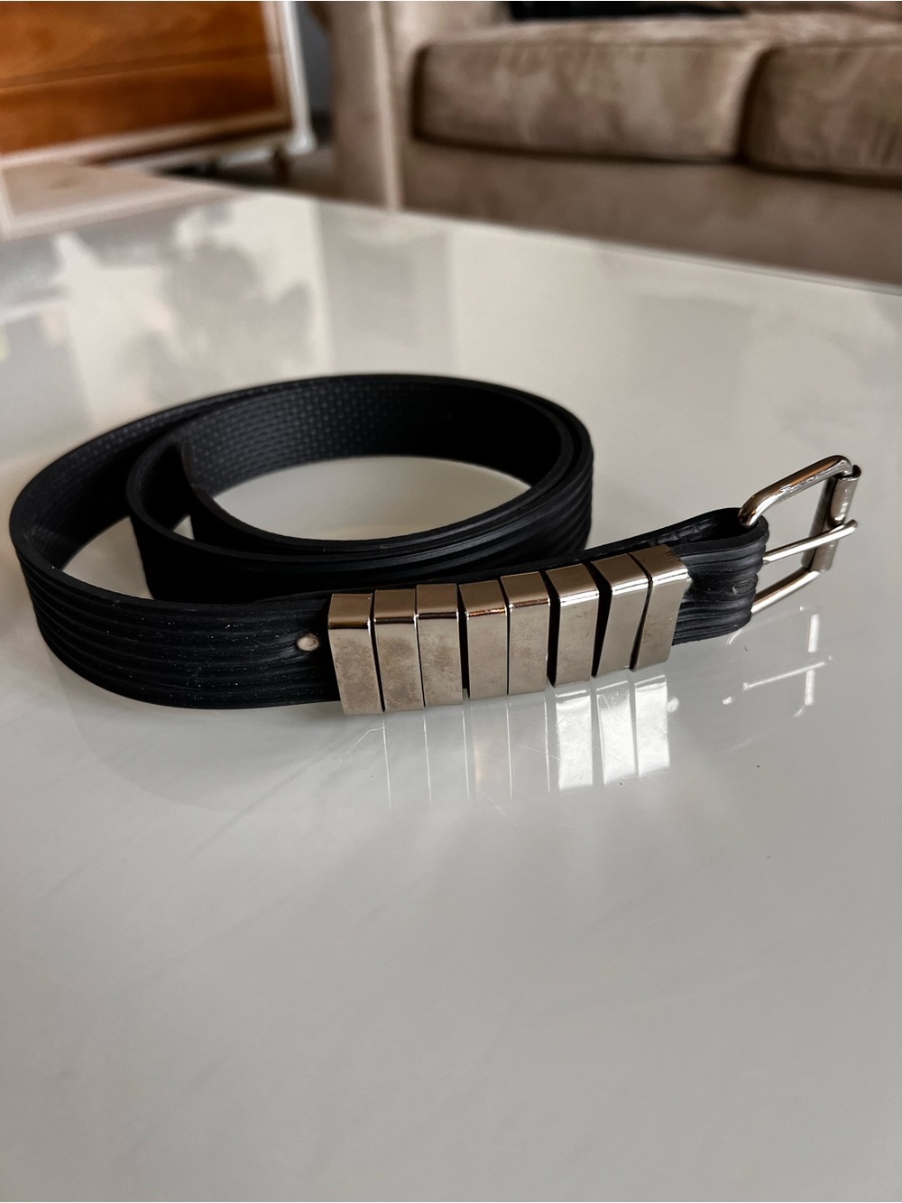 Unbranded Boutique Black Statement Belt Silver Hardware Edgy Y2K Punk